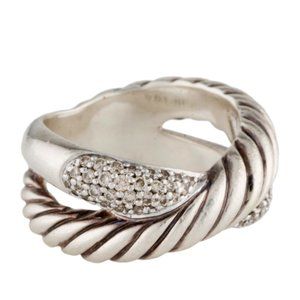 DAVID YURMAN DIAMOND 0.30 CTW STERLING SILVER  CROSSOVER BAND RING